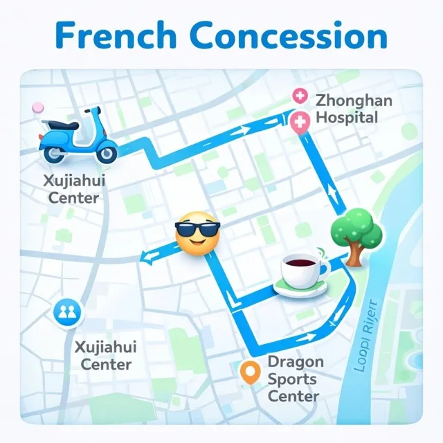 French Concession cycling route in Shanghai