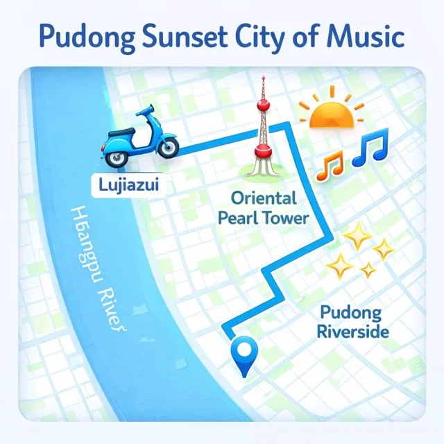 Pudong Riverside cycling route in Shanghai